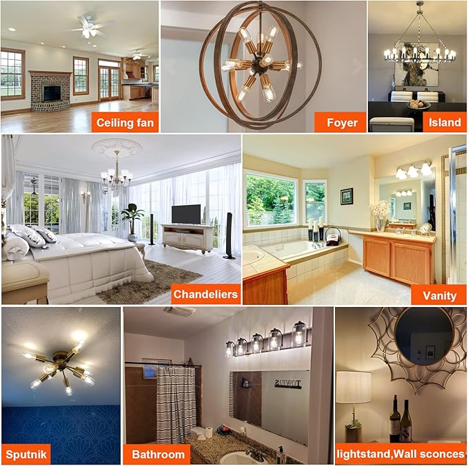 LiteHistory E26 Edison Bulb 6W Equivalent E26 LED Bulb 60 Watt Dimmable Neutral White 4000K led Light Bulb AC120V 600lm Tubular T14 T45 LED Bulb for Pendant,Sputnik,Vanity,Chandeliers Pack of 6