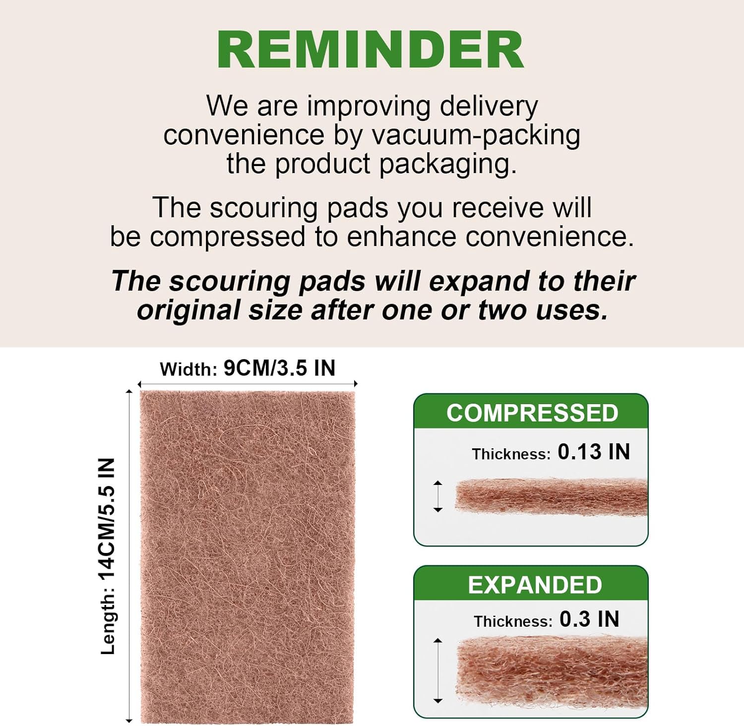 AIDEA Non-Scratch Natural Scouring Pads, Dish Scrubber Pads for Household and Kitchen, Cellulose Multipurpose Scour Pads for Cleaning -Natural Sisal Fibers, 24 Pack, 5.5in*3.5in