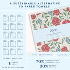 ELYN Swedish Dishcloths, Reusable & Washable Sponge Cloths, Absorbent Cleaning Paper Towels for Kitchen, Dishes, Counters and More, 5 Pack, Assorted Soft Botanical Patterns