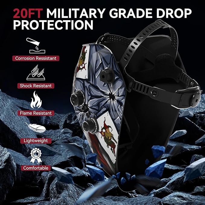 ARCCAPTAIN Auto Darkening Welding Helmet, 3.94"X3.66" Large Viewing Screen True Color Welding Hood with 4 Arc Sensor Solar Powered, Wide Shade 4-5/5-9/9-13 Welding Mask (Joker)