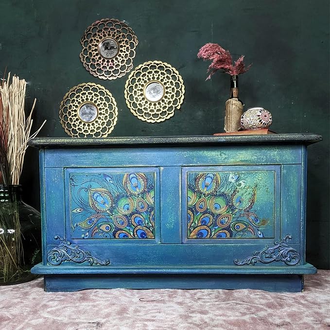 Dixie Belle Paint Company Chalk Finish Furniture Paint - Peacock (32oz) - Matte True Teal Chic Chalk Mineral DIY Furniture Paint