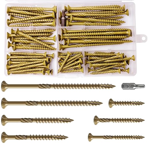 Deck Screws kit #8#10 Exterior Wood Screws kit, Rust Resistant epoxy Coated, Bronze, T25 Star Bit