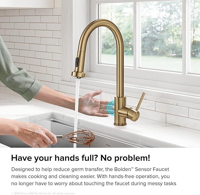 KRAUS Bolden Motion Sensor Single Handle Pull Down Touchless Kitchen Faucet in Matte Black, KSF-1616MB