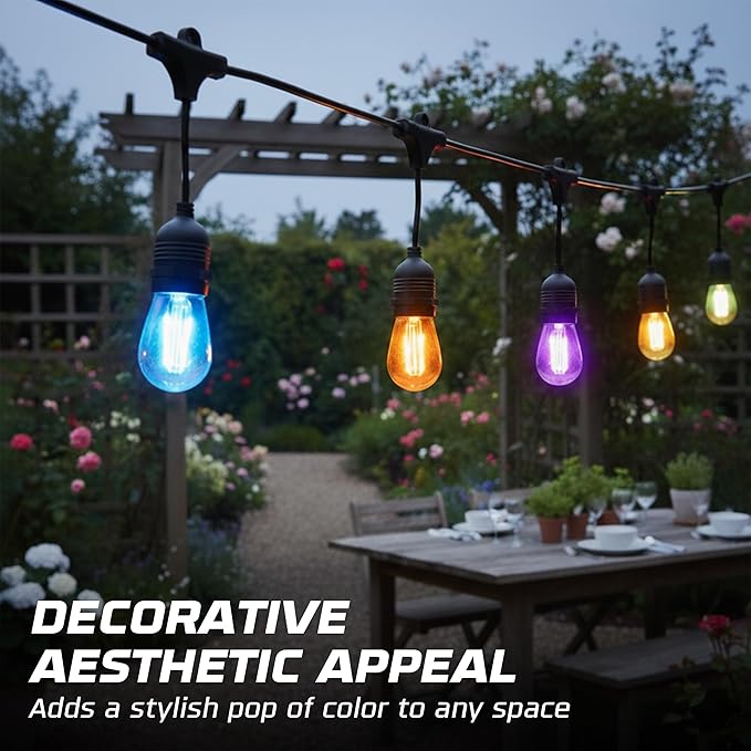 OHLECTRIC Amber Night Light Bulbs (10-Pack) 11-Watt S14 Sign Bulb, Decorative Light Bulbs, E26 Medium Base, Colorful Bulbs, Dimmable, Sign Replacement Lamp for Indoor & Outdoor Use. Avg Hours 5000