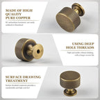 Antique Brass Kitchen Cabinet Knobs 5 Pack, 1.1Inch Knurled Brass Dresser Drawer Pulls, Modern Furniture Hardware Handles for Cupboard Wardrobe Vanity Closet Door
