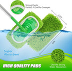 Set of 4 Reusable Microfiber Mop Pads Compatible with Swiffer Sweeper, Dry Sweeping Cloths, Washable Wet Mopping Cloth Refills for Floor Cleaning (Mop is Not Included) (4 Pack, Green)