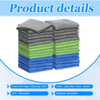 Tanlade Microfiber Cleaning Cloth 6"x6" Cleaning Rags Reasonable Kitchen Towels Microfiber Towels Cars Wash Dry Erase Cloth(Gray/Green/Blue,30 Pcs)