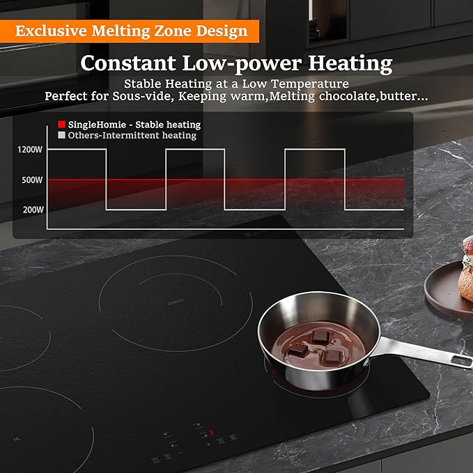 Electric Cooktop 30 Inch, Matte Glass Electric Stove Top 4 Burners with Sensor Touch Control, Fast Heat, Multiple Safety Protection, 6900W with Hard Wire for 220V~240V