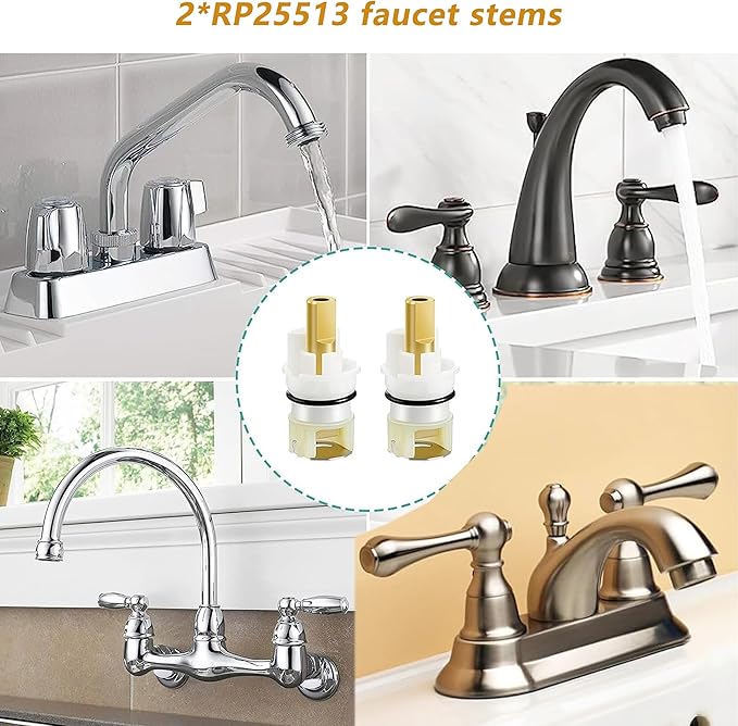 2Pcs RP25513 Faucet stem Assembly RP24096 Cartridge RP4993 Seat and Spring RP24097 Turn stop1/4 for Delta Two Handle Faucet Repair Kit