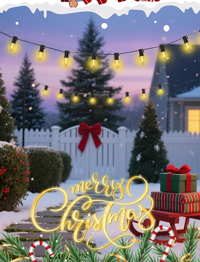 50 Pack C7 Christmas Replacement Bulbs, 5W Incandescent Clear Lights for Outdoor String Lights, Christmas Night Light bulbs for Porch, Patio, Garden, Party, Wedding Decor, E12 Intermediate Base