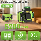 Huepar Laser Level 3x360 Self Leveling with 2 Rechargeable Batteries, 3D 12 Lines High Brightness Green Laser Level for Construction or Home Renovation, LS03CG