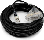 Outdoor Extension Cord Waterproof (50 ft) 12 Gauge Heavy Duty Extension Cord Splitter - Lighted Outdoor Extension Cords with Multiple Outlets - Watts Wire - 50' Grounded - extensiones electricas
