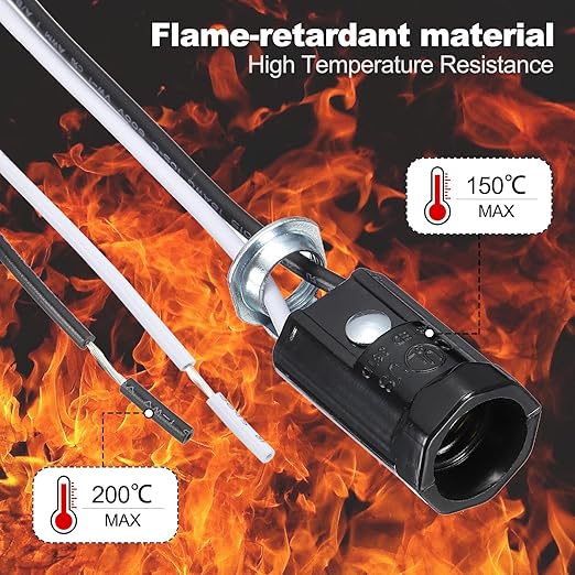 PATIKIL Candelabra Base Lamp Holder Light Socket, 6pcs UL Listed Keyless E12 Bulb Socket with 9.8" Wire Leads for E12 Incandescent LED Light Bulbs, 1.7" Tall