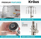 KRAUS Bolden Touchless Sensor Commercial Style 2-Function Single Handle Pull Down Kitchen Faucet in Matte Black, KSF-1610MB
