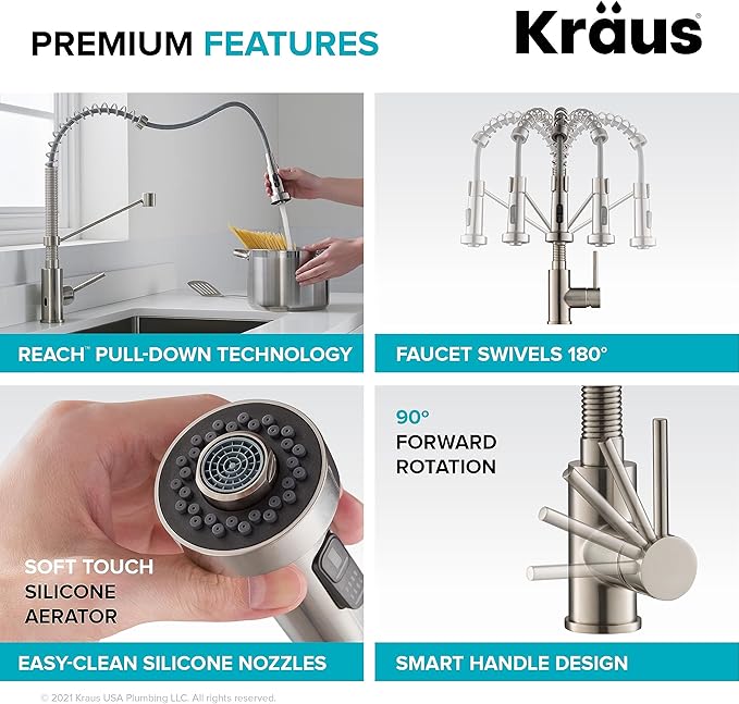 KRAUS Bolden Touchless Sensor Commercial Style 2-Function Single Handle Pull Down Kitchen Faucet in Matte Black, KSF-1610MB