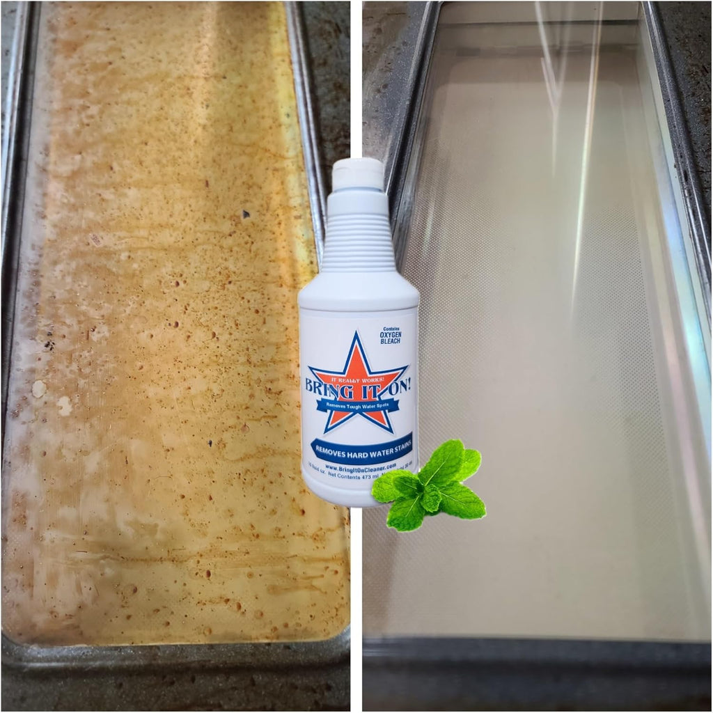 BRING IT ON! CLEANER Professional Hard Water Stain Remover & Glass Shield Sealant - Tiles, grout, Windows, Fiberglass, Chrome, Tubs, Toilets
