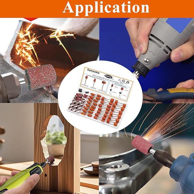 64Pcs Sanding Bits for Dremel Rotary Tools, 42Pcs Aluminum Oxide Grinding Stones Sanding Drill Bits (1/8 inch Shank) and Sanding Drums, Grinding Bits for Metal Rust Removal Polishing