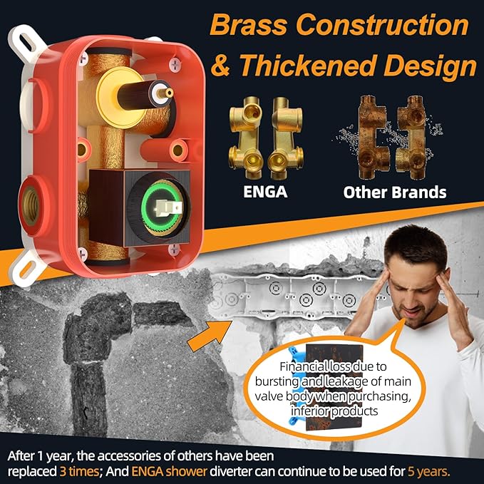 Enga Oil Rubbed Bronze Shower System with Body Jets, 12 Inch Rainfall Shower Wall Mounted Full Body Shower System Contain Rough-in Shower Valve Shower Combo Set