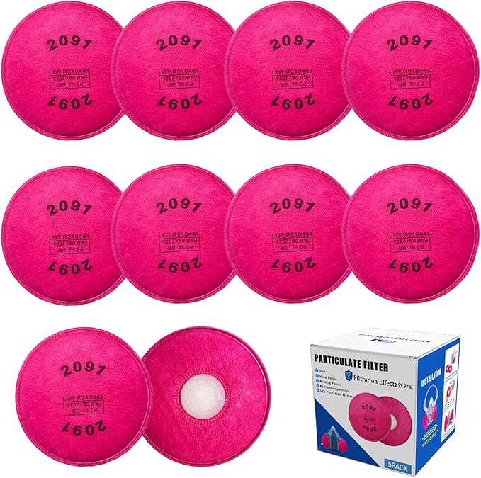 10PCS (5Pack) 2091 Particulate Filter,Installed on 2091 Filter for Respirator,Replacement for 6000 6200 6800 7000 7502 FF-4 Series,2091 Filters Against Painting,Cutting,Woodworking