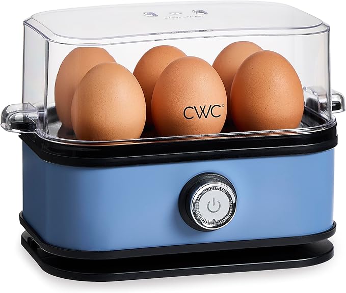 COOK WITH COLOR 6-Egg Capacity Egg Cooker – For Soft, Medium, Or Hard-Boiled Eggs, Rapid Cook Time, Auto Shut-Off & Boil-Dry Protection – Includes Tray, Measuring Cup & Lid – 210W Egg Maker, Navy