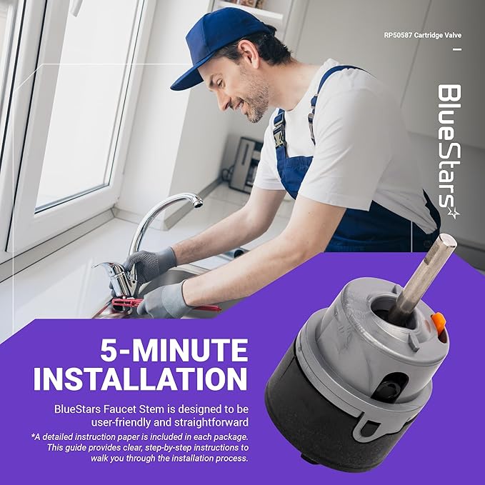 BlueStars High-Quality RP50587 Cartridge Valve - Fit Delta Faucets Kitchen and Kitchen Faucet Repair Kit - Replacement for Single Handle Valve Cartridge RP50587 (RP50587 new)