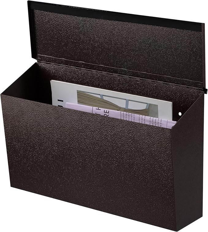 KYODOLED Wall-Mount Mailbox, Large Capacity Mail Box, Galvanized Steel Rust-Proof Metal Post Box, Mailboxes for Outside,15.7"x9.9"x4.9" Bronze