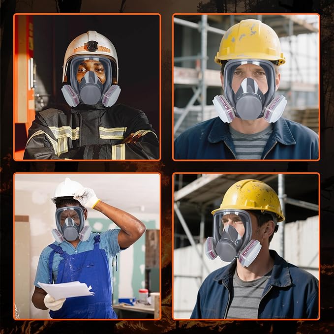 Full Face Reusable Respirator Gas Mask with Filter for Chemical Painting Dust Epoxy Welding Construction Works