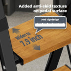 HillhutApex 5 Step Foldable Aluminum Step Ladder with Handgrip, Anti-Slip Pedal, 330 lbs Capacity, Lightweight & Portable for Home, Kitchen, Office, Garage (Black Woodgrain)