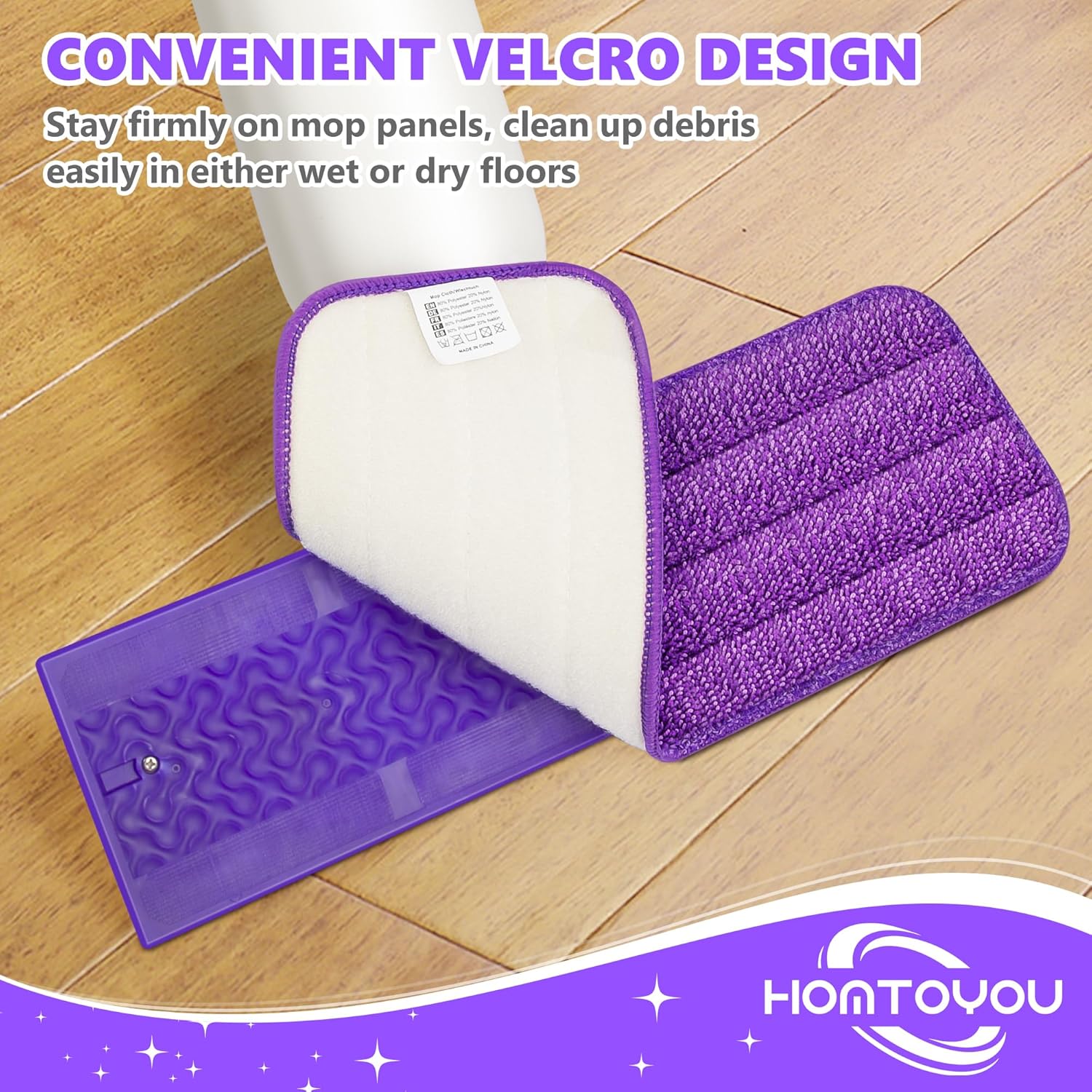 HOMTOYOU Reusable Pads Refills for Swiffer Power Mop: 6 Pack Microfiber Pad for Multi-Surface Floor Cleaning - Machine Washable Replacement Sweeping Cloths for 13 ''-15 '' Spray Mop