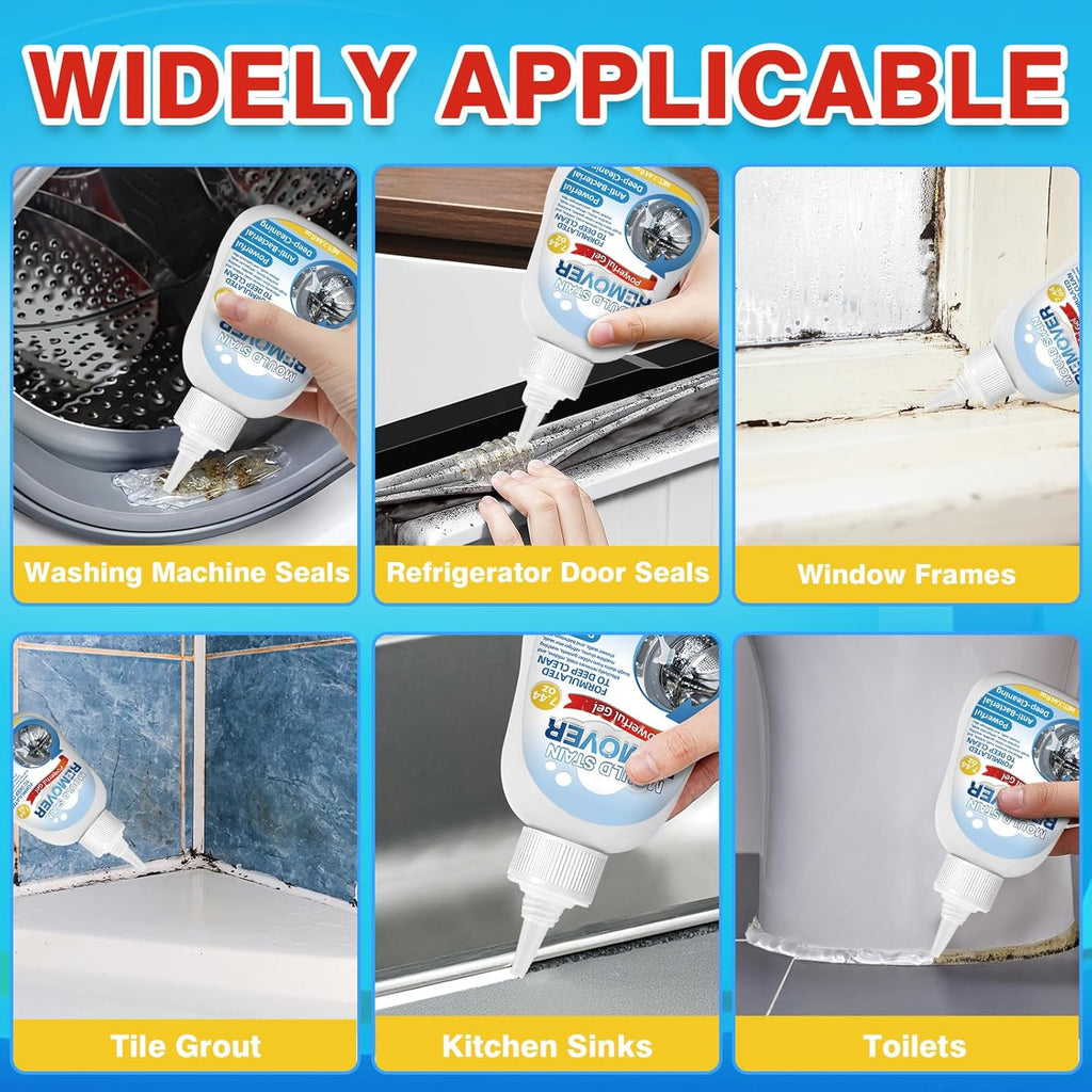 Mold Remover Gel – Effective Washing Machine Cleaner for Gasket, Mold Stain Remover Gel for Bathroom, Grout, Tile, Shower, Sink, Caulk - All-Purpose Household Cleaner Gel