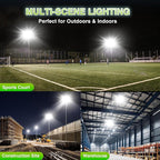 STASUN 2 Pack 600W LED Flood Light, Mini Series Stadium Light, 60000LM 6000K Daylight White IP66 Waterproof 3 Adjustable Panels Outdoor Sports Lighting for Basketball Court, Parking Lot,Baseball Field