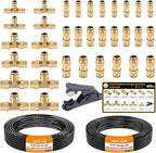 CheeMuii 35 PCS Brass DOT Air Line Fittings With 50FT 1/4" and 30FT 3/8" Air Line Kit - Push Lock Quick Connect Fittings With Pneumatic Tubing Set