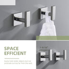 Angle Simple Bath Towel Hook 2 Pack, Stainless Steel Square Robe Coat Holder for Wall, Bathroom Kitchen Garage Wall Hook for Hanging Tools, Polished Chrome