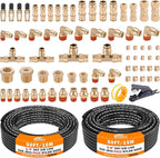 CheeMuii 72 PCS Brass DOT Air Line Fittings with 50FT 1/4" and 50FT 3/8" DOT Air Line Kit Push Lock Air Fitting Quick Connect & NPT Thread Fittings with Pneumatic Tubing