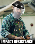 8 Black Safety Face Shield for Grinding and Cutting, Full Impact Resistant Face Shield Mask for Work Chemical Woodworking (Black)