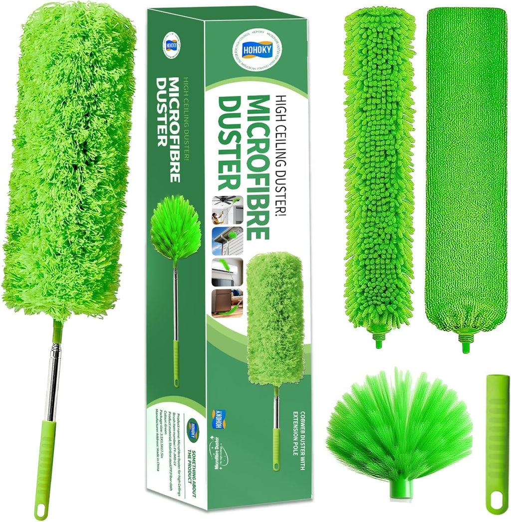 dusters for Cleaning extendable Long Handle，Webster Cobweb Duster with Extension Pole，Spider Web Remover Brush with Pole，Outdoor Web Cleaner Outside for use on Ceilings, cabinets, Walls, Light