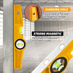 10 Inch Aluminum Die-Cast Magnetic Torpedo Level, Magnetic Professional Scaffolding Spirit Level, Torpedo Level with Rare Earth Magnet 250MM and Holster