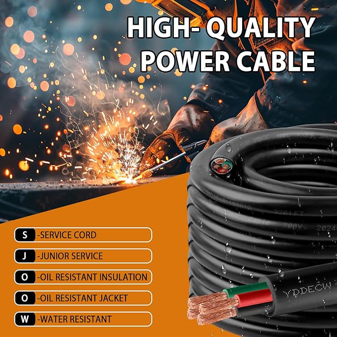 150ft 16/4 16 AWG Portable Power Cable (4 Conductor) - SJOOW 300V 16 Gauge Electric Wire for Motor Leads, Portable Lights, Battery Chargers and Machinery - 4 Conductor - 150 Feet Electrical Cord