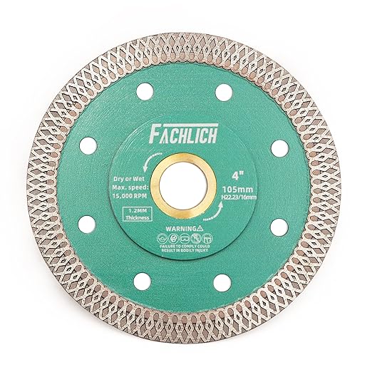 Diamond Porcelain Saw Blade, 4"/105MM Super Thin Dry Wet Cutting Disc with X Teeth Turbo Mesh Rim,for Ceramic Tile Porcelain Granite Marbles