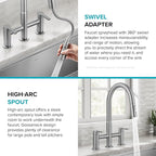 KRAUS Oletto Bridge Kitchen Faucet with Pull-Down Sprayhead in Matte Black, KPF-3122MB