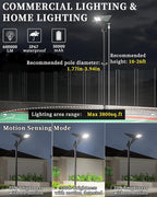 Gefolly SL-10000W Solar Street Lights Outdoor, 600000LM Commercial Parking Lot Light Dusk to Dawn IP67 Waterproof 6500K Security Flood Lights with Motion Sensor Lamp for Yard, Road