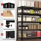 3 Packs 35.5" W x 16" D x 71" H Adjustable Garage Storage Shelves - 5-Shelf Heavy Duty Shelving Unit, Metal Utility Storage Organizer Racks for Warehouse Pantry Closet Kitchen, Black