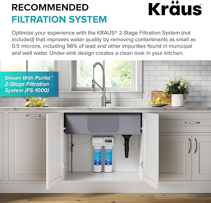 Kraus Bolden 2-in-1 Pull-Down Single Handle Kitchen Sink Filter Water Faucet for Reverse Osmosis or Water Filtration System in Brushed Brass, KFF-1610BB