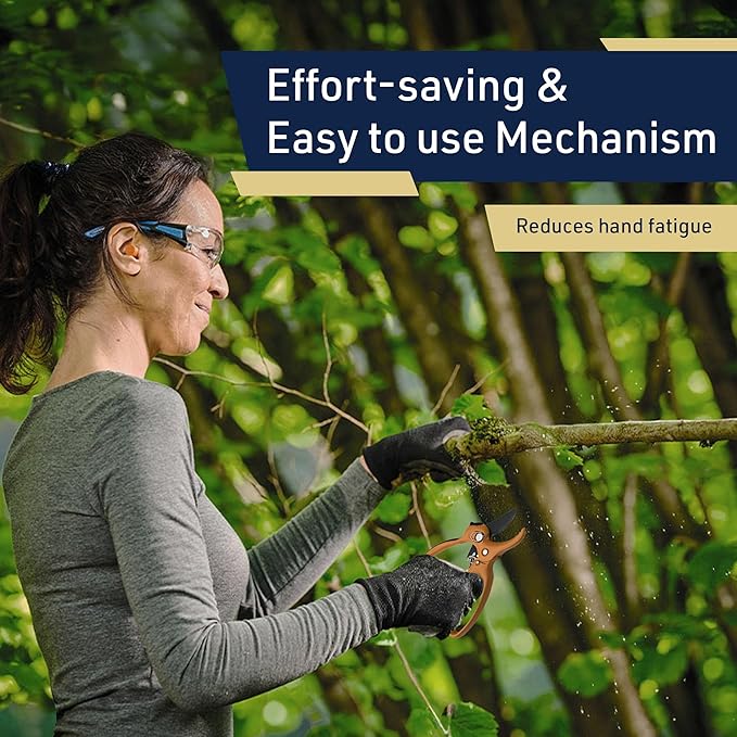 Kings County Tools Ratcheting Hand Pruner | Extra Cutting Strength | Adjust Grip to Activate Ratchet Mechanism | Cast Aluminum with Rubber Grip on Handle | Carbon Steel Blade