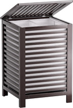 SMIBUY Double Laundry Hamper with Lid, 120L Bamboo Laundry Basket with Removable Liner Bag, 2-Section Clothes Divider Laundry Sorter for Laundry Room, Bathroom, Bedroom (Dark Brown)