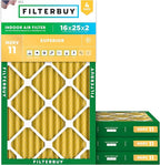 Filterbuy 16x25x2 Air Filter MERV 11 (MPR 1200) Allergen Defense Replacement (4-Pack), Electrostatic Pleated HVAC AC Furnace Filters, Made in USA (Actual Size: 15.50 x 24.50 x 1.75)