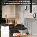 LED RGBCW Outdoor Wall Light Fixtures, 2 Pack Modern Wall Sconces, Color Changing Smart Exterior Lights, IP65 Waterproof Outdoor Porch Lights for House Front Door Garage