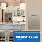 LIDER Minimalist Design Matte Finish Lighted Decorator Switch, Frameless Paddle Light Switch with Locator Light, Grounding Screw, 15A 125V, UL Listed, LS15-1P-NK5P, Nickel, 5 Pack