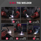 bestarc TIG Welder AC/DC, 215Amp Aluminum TIG Welder with Pulse TIG, 110V/220V Dual Voltage TIG Welding Machine with DC TIG/AC TIG/Pulse TIG/Stick Welding