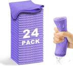 Microfiber Cleaning Cloth-24Pcs (13x13 inch) Ultra Soft Highly Absorbent Rags for Housekeeping-Machine Wash (Purple)